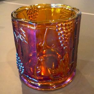 🧡💜VINTAGE Rare Color Amber/violet Carnival Glass Compote Grape Candy Dish Vase